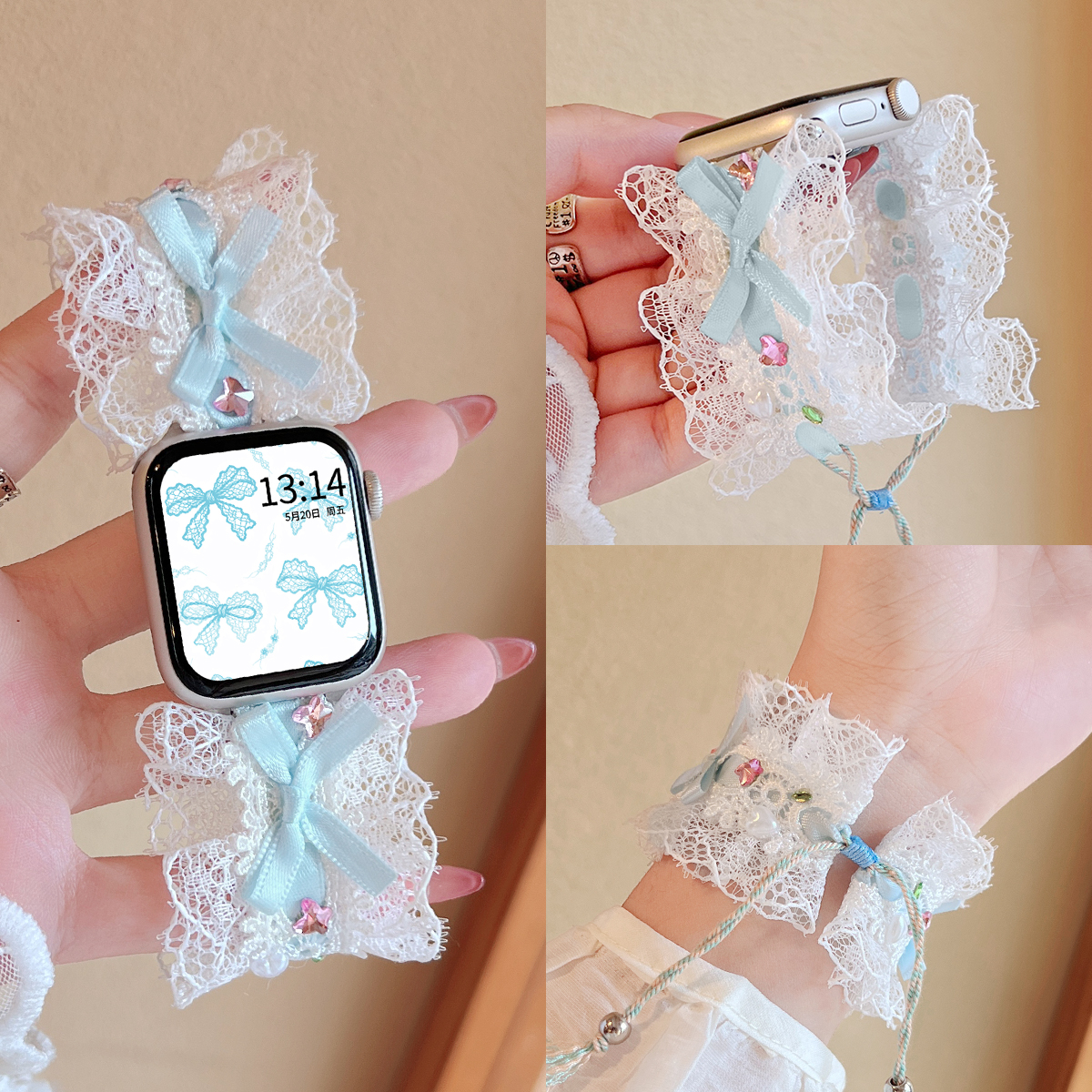 FIT4手表创意新款蕾丝拉绳款表带