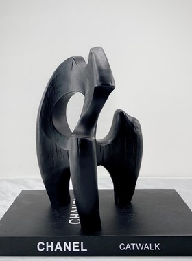 创意北欧黑白色几何树脂摆件样板房酒G店简约家居立体桌面软装饰