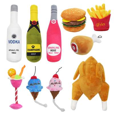 Creative Dog Toys Cocktail Vodka Wine Bottle Pet Toy Plush F