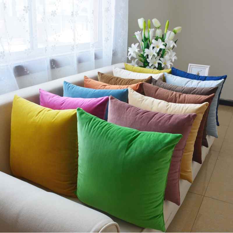 European velvet sofa cushion pure color pillow cover car big