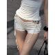 slim shorts性感镂空系带超短裤 fit lace Sexy super hollow