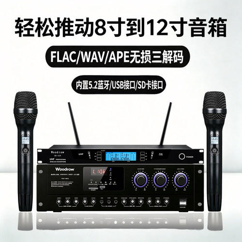 伍德罗PW208大功率卡拉ok功放机