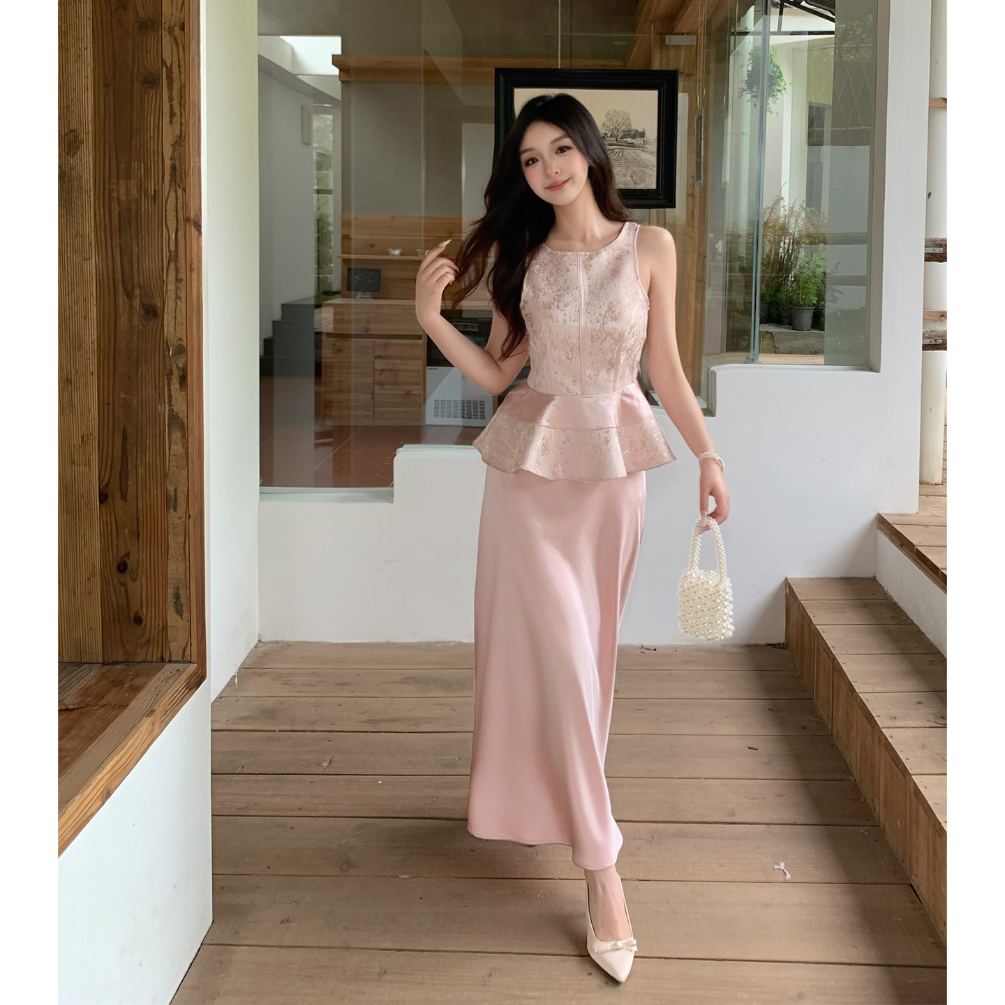 新中式国风套装小个子订婚礼服女轻奢晚礼服高级感成人礼两件套