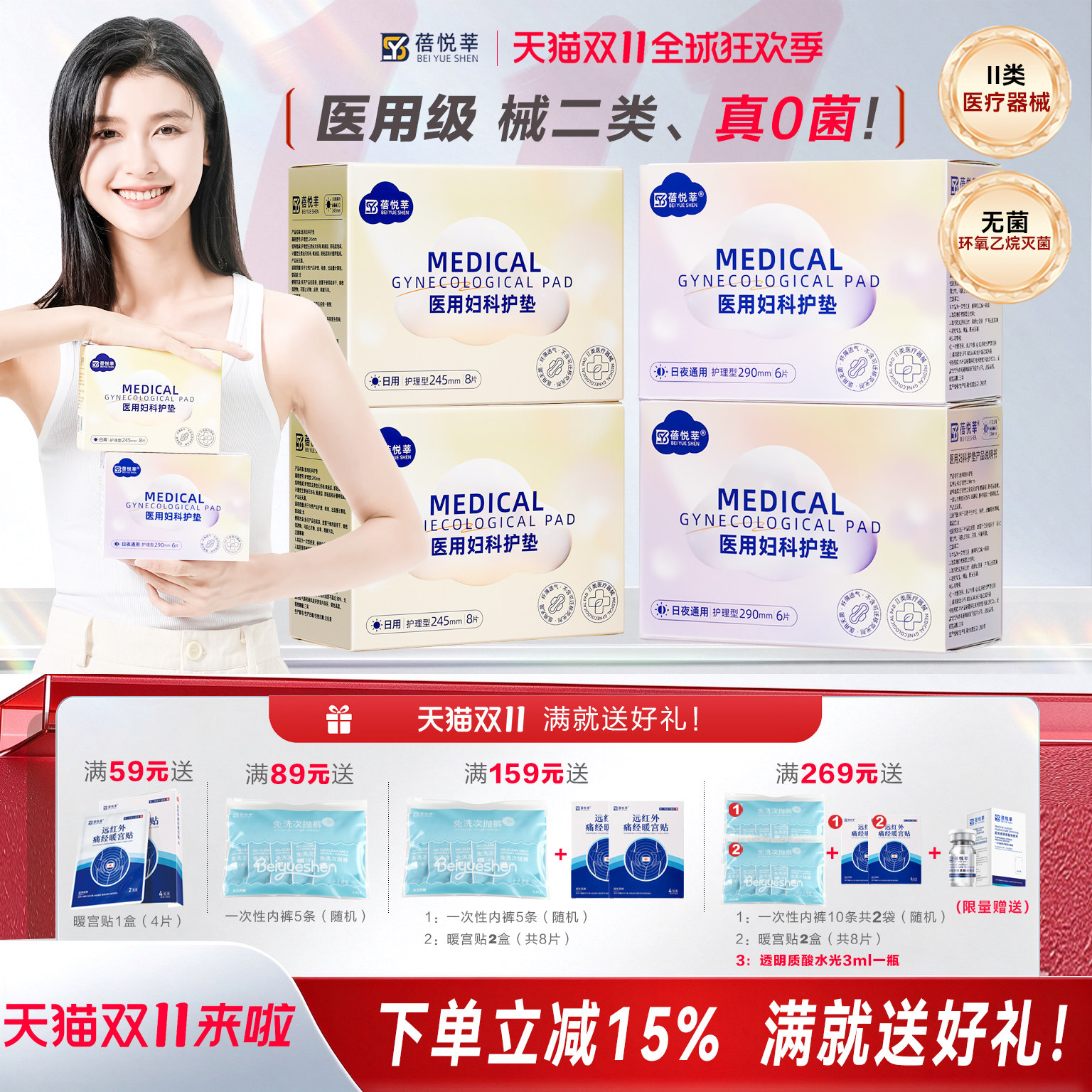 械字号医用级护垫女性日夜通用医疗纯棉产孕妇无菌妇科医护理垫巾