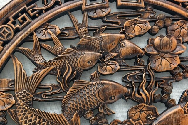东阳木雕挂件 香樟木头雕刻画工艺品中式客厅玄关墙壁装饰实木质