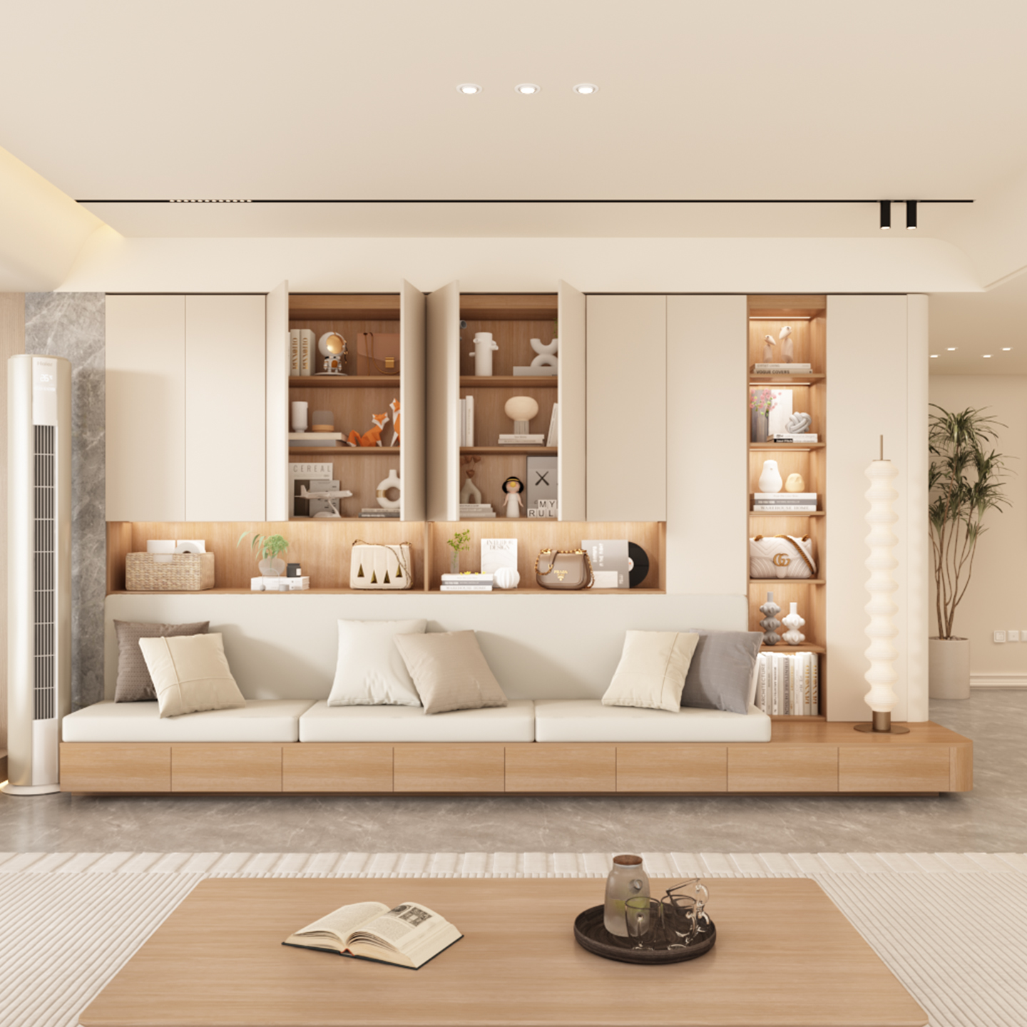 沙发柜一体到顶去客厅化满墙收纳书橱现代轻奢家用客厅背景墙储物