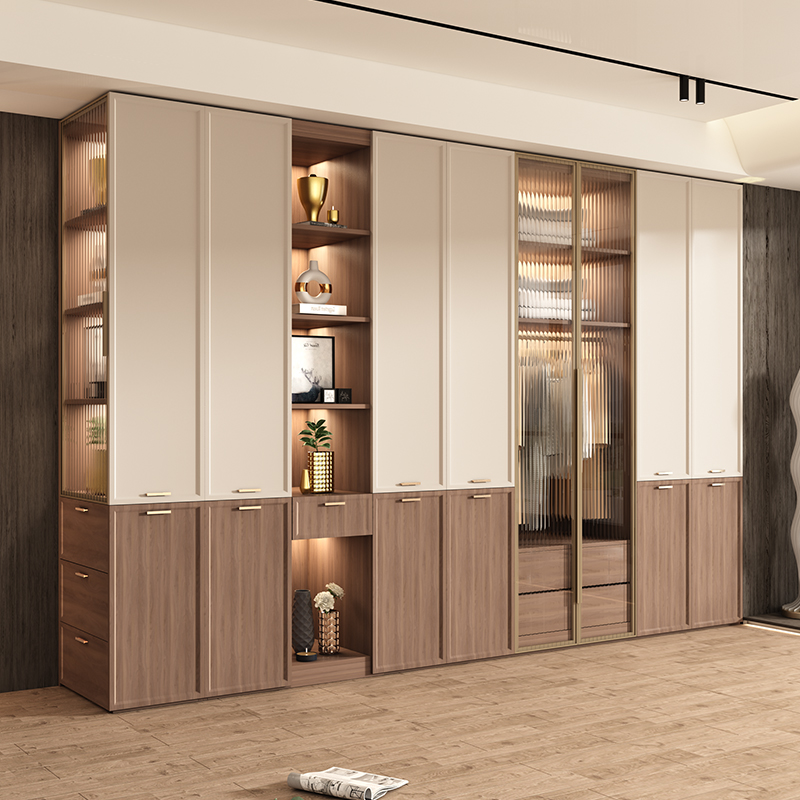 中古风实木衣柜家用卧室小户型带藤编门覆古风大衣橱组合2024新款