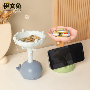 轻奢风时光花朵首饰收纳摆件创意家居可爱卡通女孩卧室装饰品摆设