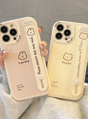 适用苹果16PROMAX手机壳新款15防摔12mini高级13硅胶iphonexr全包8plus/14支架男女软保护套7腕带lovely兔子