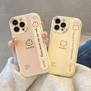 适用苹果16PROMAX手机壳新款15防摔12mini高级13硅胶iphonexr全包8plus/14支架男女软保护套7腕带lovely兔子