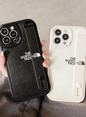 情侣适用苹果16PROMAX手机壳新款15防摔12mini/14/13硅胶iphonexr全包8plus支架男女软保护套7腕带黑色北面