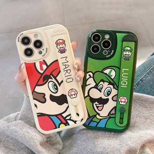 适用苹果16PROMAX手机壳新款15防摔12mini高级13硅胶iphonexr全包8plus/14支架男女软保护套7腕带红色马里奥