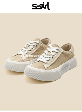 SGIRL TWTW复古厚底头层牛皮休闲板鞋女经典透气做旧百搭运动鞋潮