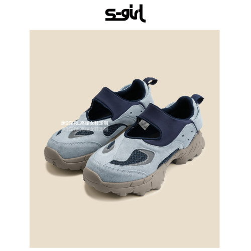 复古一脚蹬镂空厚底玛丽珍运动鞋