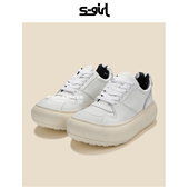 板鞋 SGIRL 爆款 百搭休闲脏脏鞋 TWTW圆头厚底做旧小白鞋 女2025新款