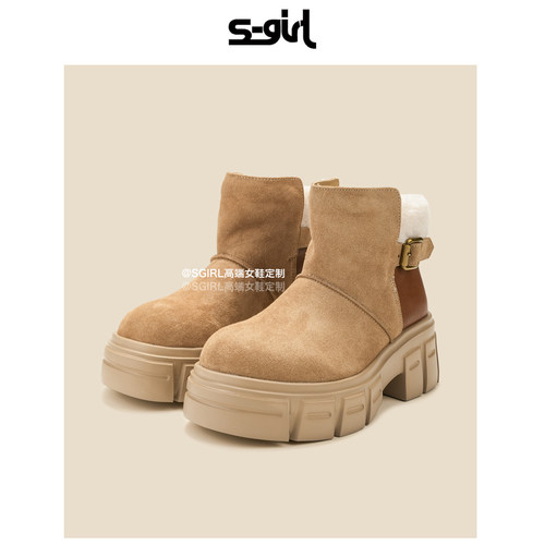 SGIRL TWTW粗跟厚底增高马丁靴女2025秋冬复古英伦风切尔西短靴女