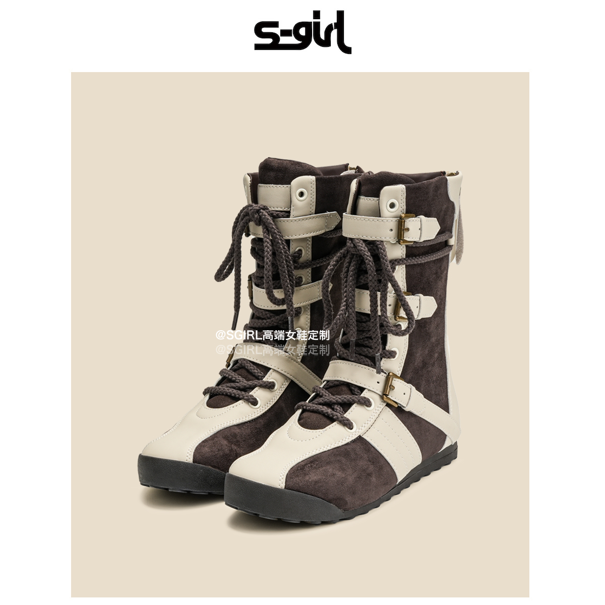 SGIRLTWTW拼色皮带扣德训拳击鞋