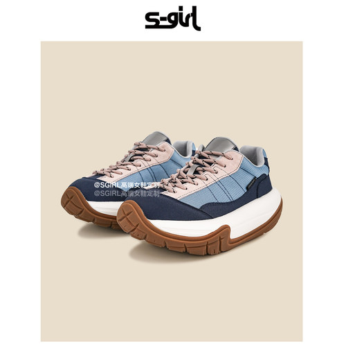 SGIRL TWTW潮酷拼色松糕底老爹鞋女2026新款小个子厚底增高轮胎鞋