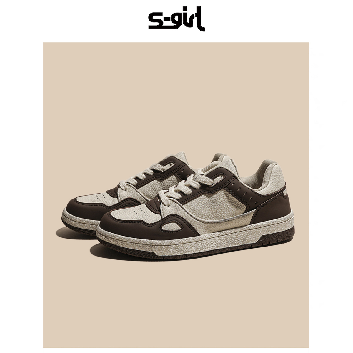 TWTW加绒保暖黑白拼色熊猫板鞋女