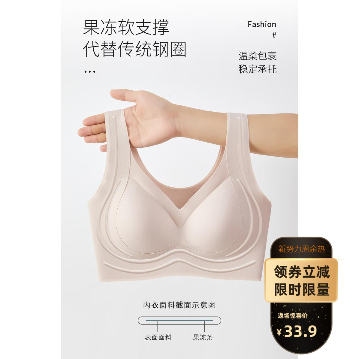 无尺码果冻软支撑大码乳胶美背