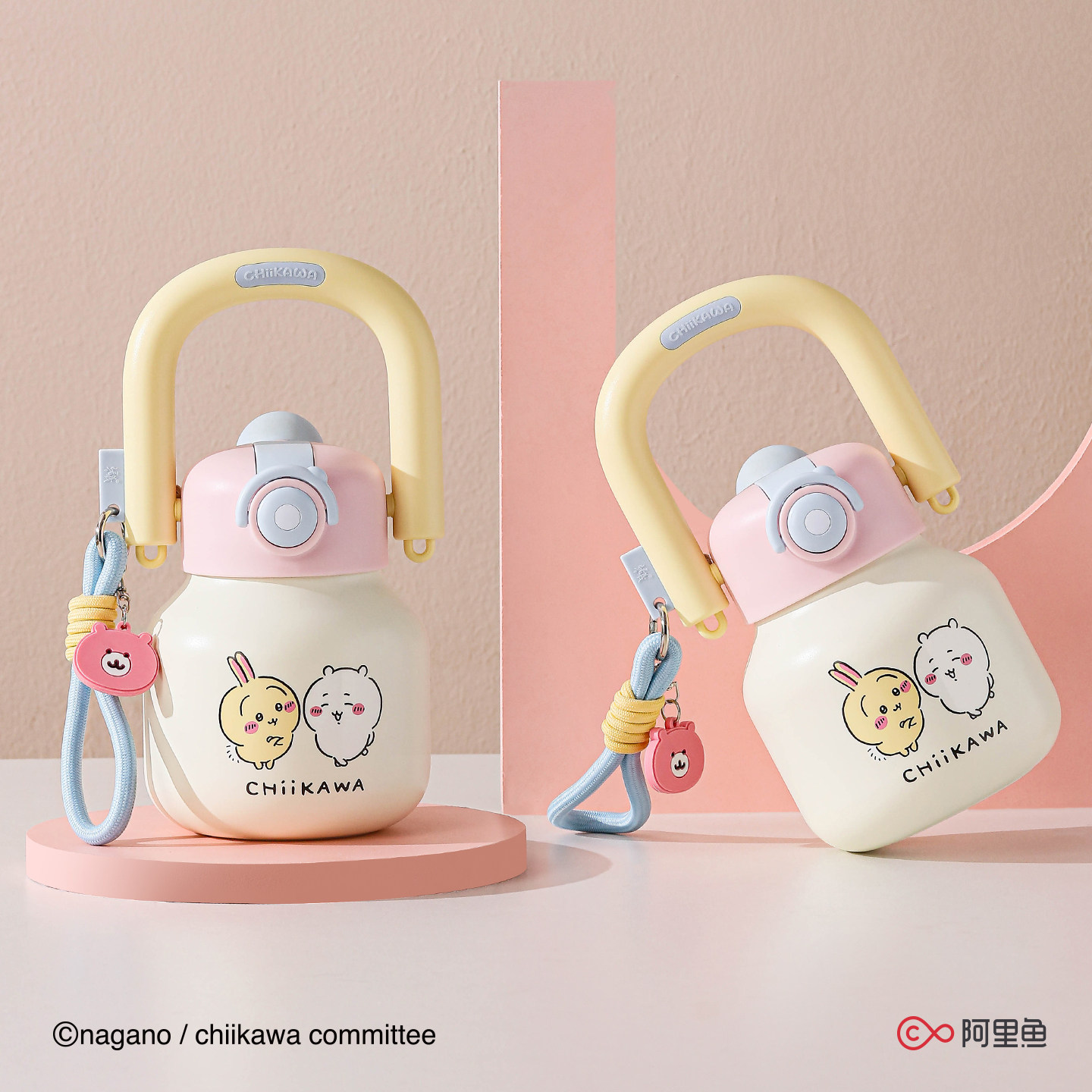 CHIIKAWA正版乌萨奇卡通保温杯女生高颜值大容量吸管手提便携水杯