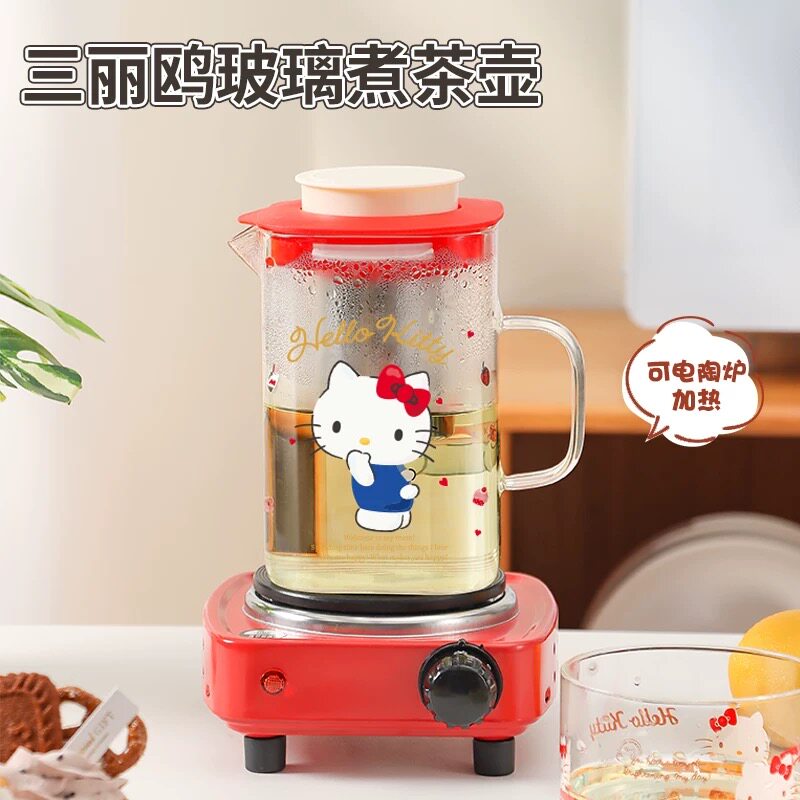 三丽鸥HelloKitty玻璃热水冷水壶可爱耐高温冰箱冷藏凉水泡茶杯子