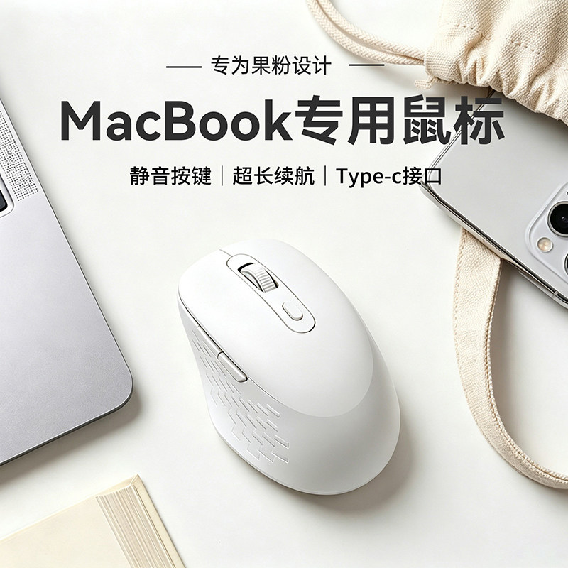 适用苹果电脑macbook无线鼠标蓝牙typec接口笔记本平板miniM4静音