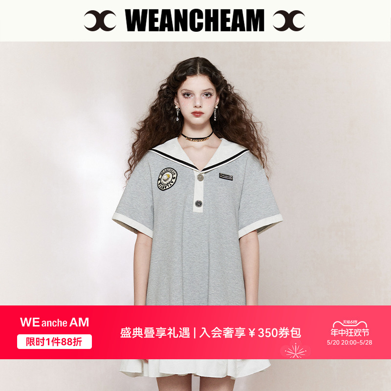 WEancheAM/未未姆  24SS春夏新品POLO连衣裙女中长T恤海军领上衣 女装/女士精品 POLO衫 原图主图