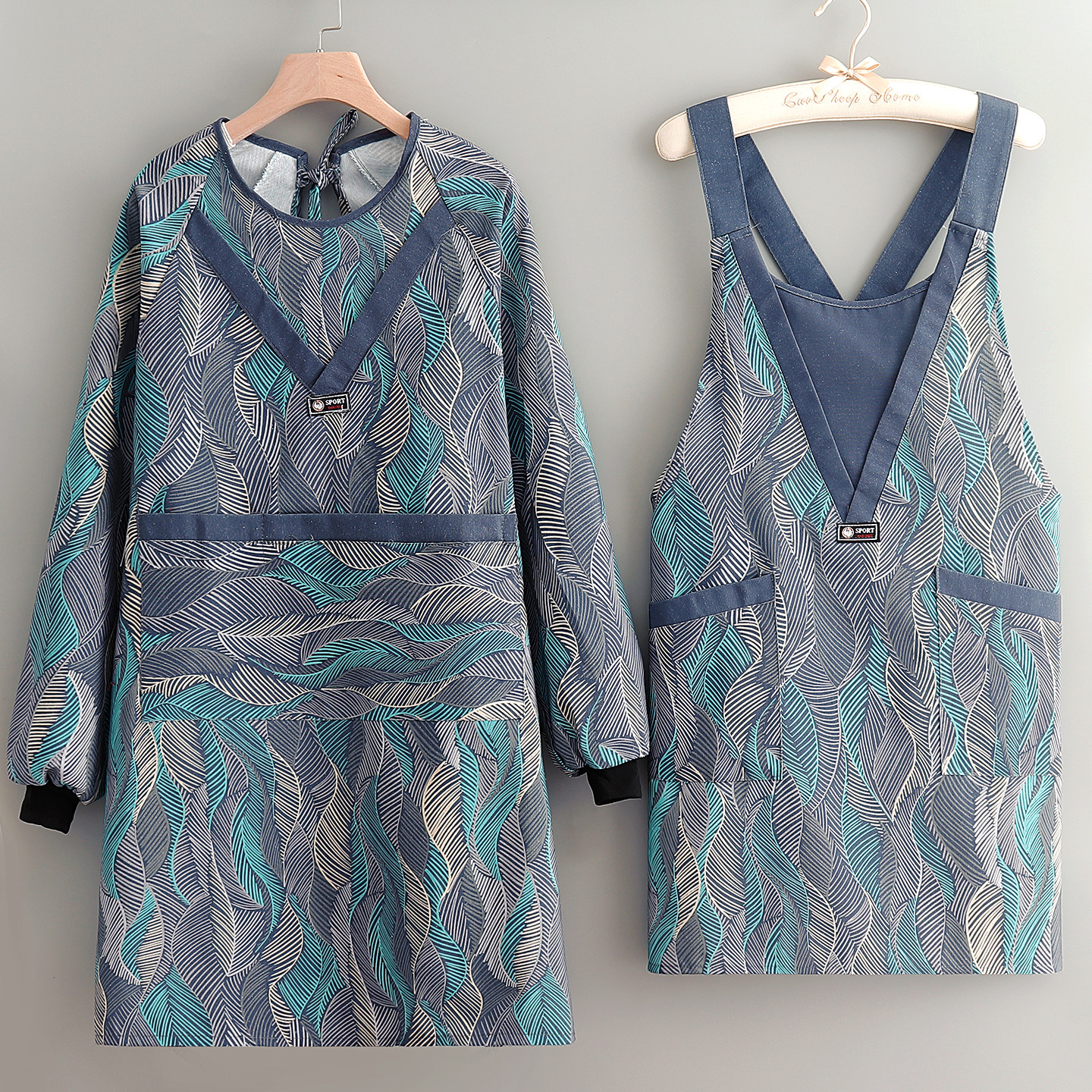 帆布耐磨干活秋冬新款韩版围裙女成人长袖罩衣厨房家用做饭工作服,家庭/个人清洁工具,围裙,淘宝优惠券,粉丝福利购,淘宝优惠卷