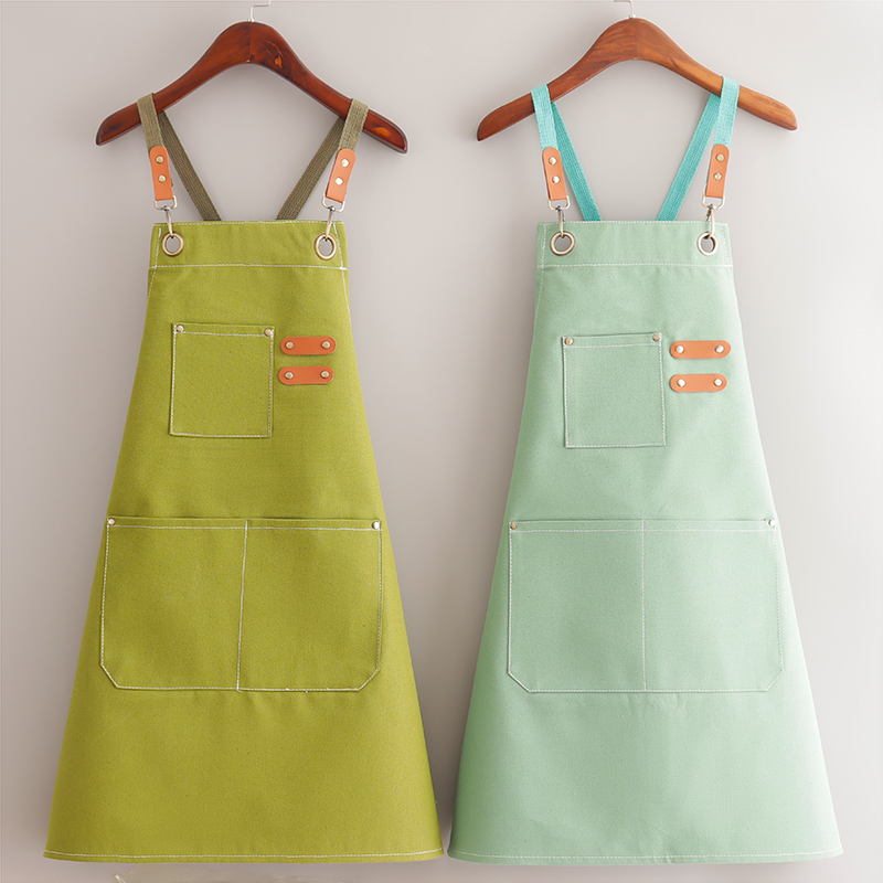 春夏新款帆布高档餐饮工作服围裙牛仔烘焙面包店奶茶理发男女成人