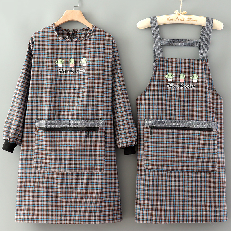 布围裙长袖罩衣干活工作防污耐磨男女