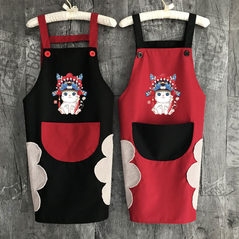 时尚国潮围裙家用厨房防水防油做饭女围腰大人工作服男定制印logo