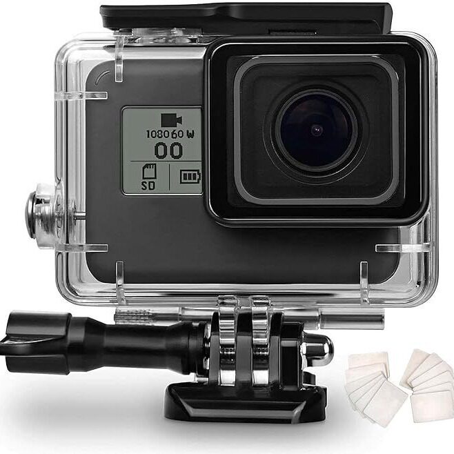 适用GoPro Hero 5/6/7 运动相机防水壳防摔PC钢化玻璃潜水壳