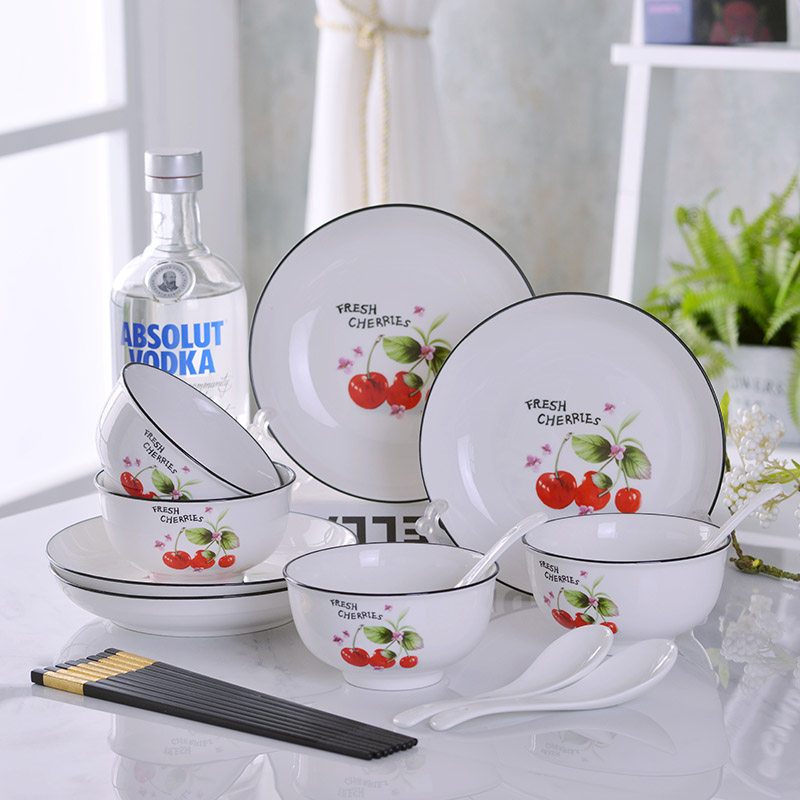 【16件套装】家用餐具盘蝶筷勺子