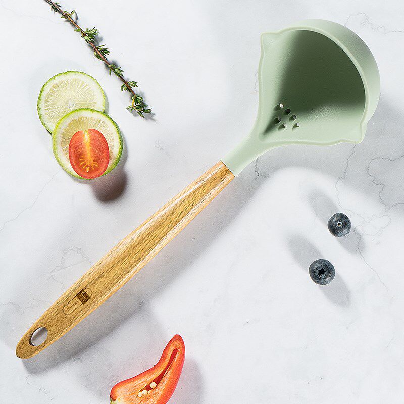 精选James.F柚木硅胶防烫耐热高温厨具硅胶汤勺铲子不伤锅不粘锅