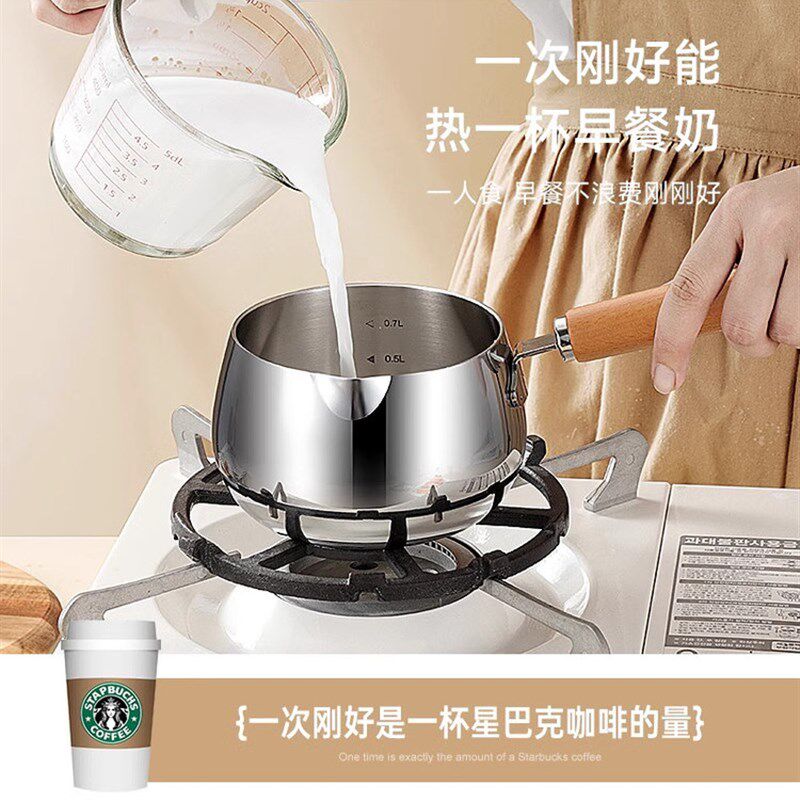德国316L无涂层不锈钢宝宝辅食锅小奶锅家用可爱一人食早餐热奶锅