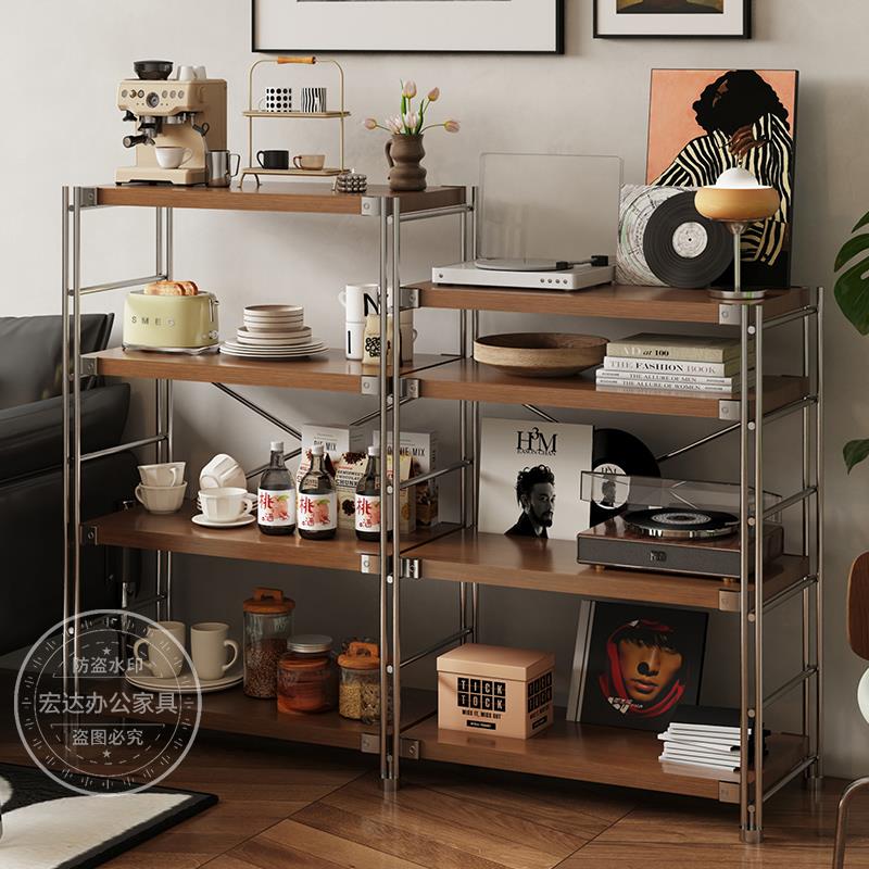 中古置物架落地多层客厅阳台简约日式置物架书架厨房微波炉收纳层