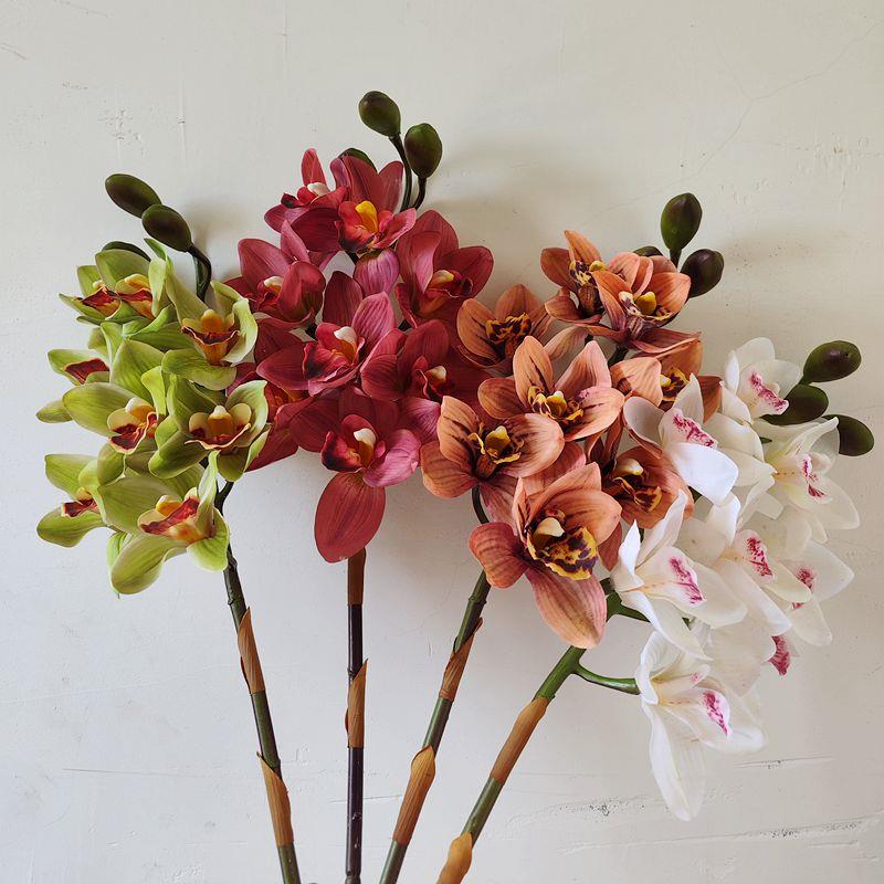 大号彷真蕙兰花艺摆件假花插花客厅饭厅装饰高端摆设拍照造景道具