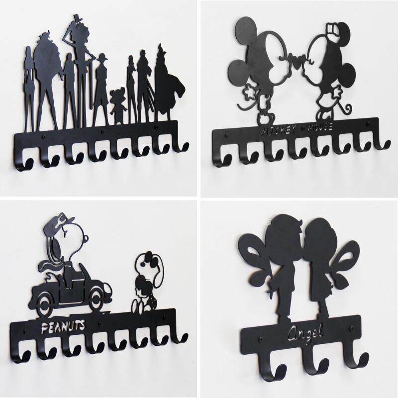 铁艺挂钩免打孔粘钩创意装饰壁挂无痕贴门后挂钥匙收纳衣帽钩卡通