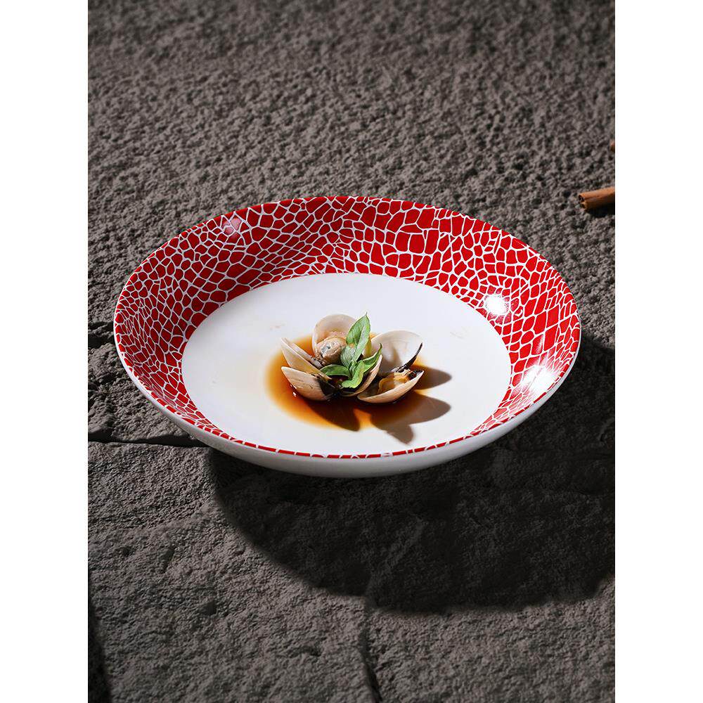 精致陶瓷凉菜盘酒店餐厅深盘子创意热菜汤盘私房菜意境餐具沙拉碗