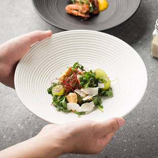 日式高级感斗笠碗家用面碗磨砂盘子拉面大汤碗陶瓷沙拉碗西餐摆盘