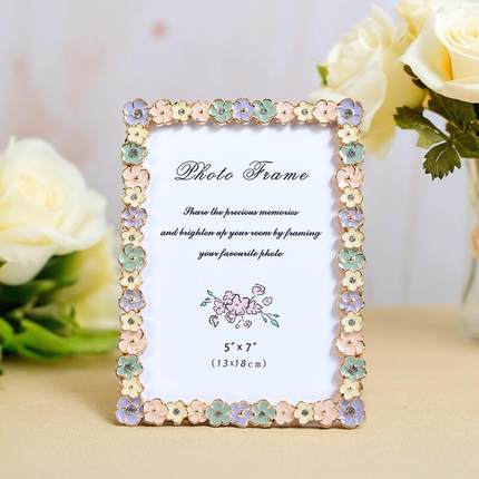 日式儿童相框摆台创意小清新金属6 7寸8寸可爱像框带洗照片高级感