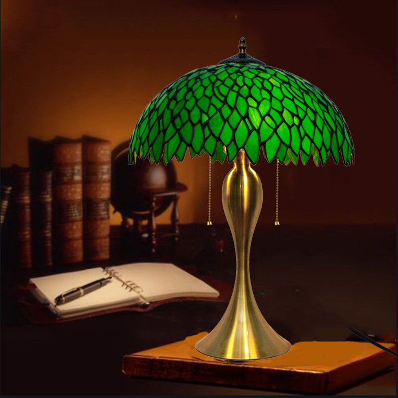 复古民国风台灯老上海蒂凡尼彩色玻璃创意绿色卧室床头灯家居灯饰
