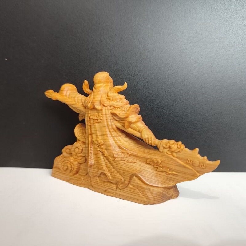 崖柏木武财神关二爷木质雕刻关公神像客厅玄关装饰汽车载摆件