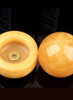 天然黄水晶球黄玉聚宝盆原石打磨家居客厅风水摆件解决厨房西北角