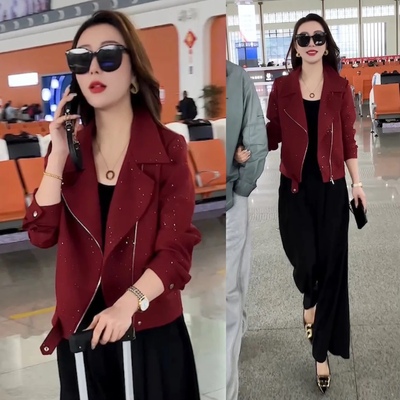 春季外套女装2025新款小个子气质红色上衣百搭显瘦洋气休闲外衣