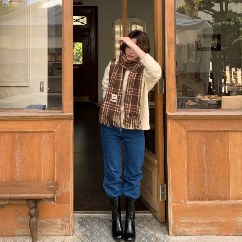 围巾女秋冬季2025新款格子韩系英伦风披肩高级感氛围保暖围脖