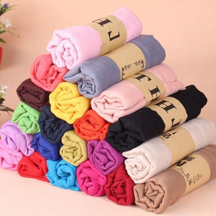 秋冬季新款棉麻围巾女 韩版超大棉质纯色丝巾披肩