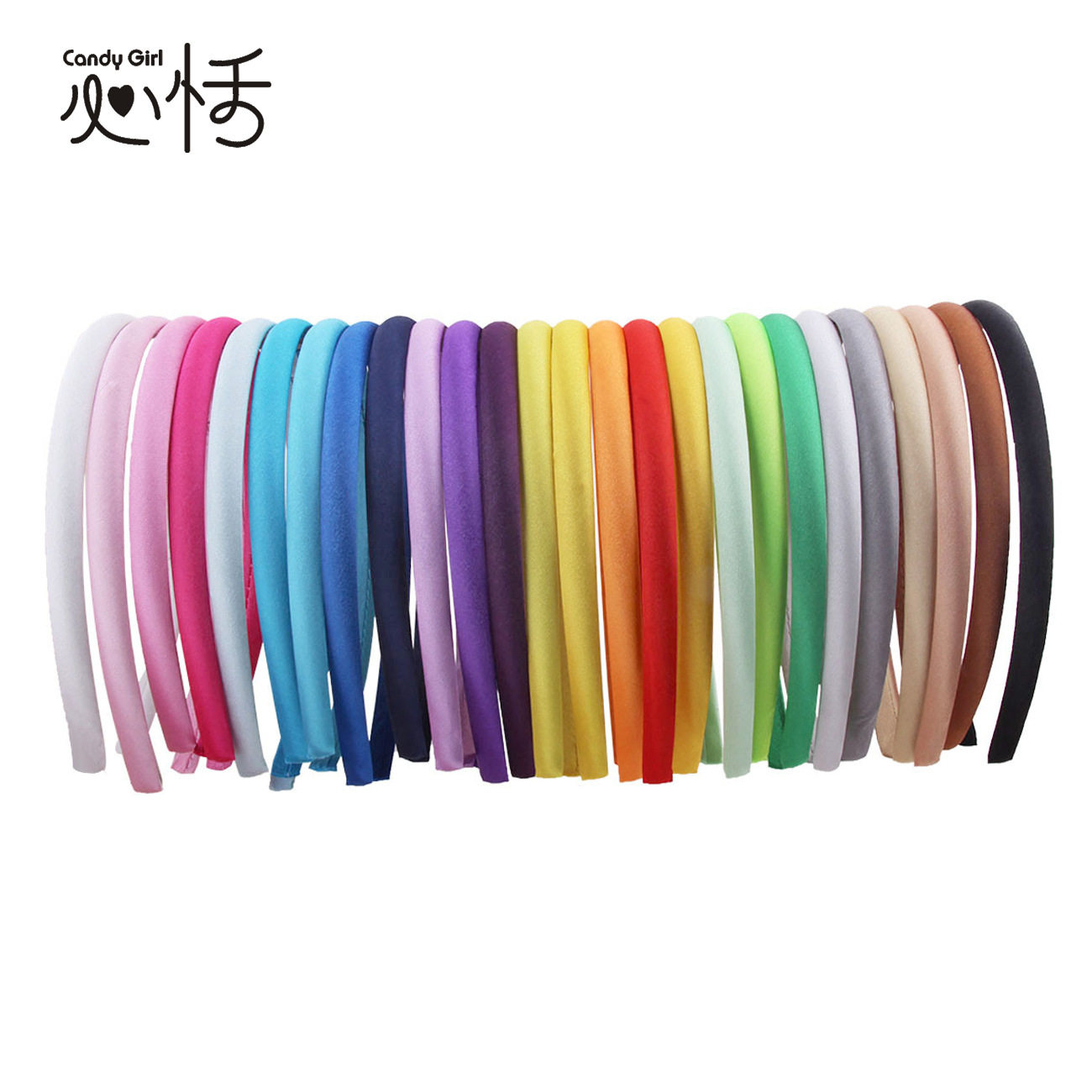 缎面1cm发箍塑料手工色丁布艺发卡 儿童发饰头饰diy饰品配件