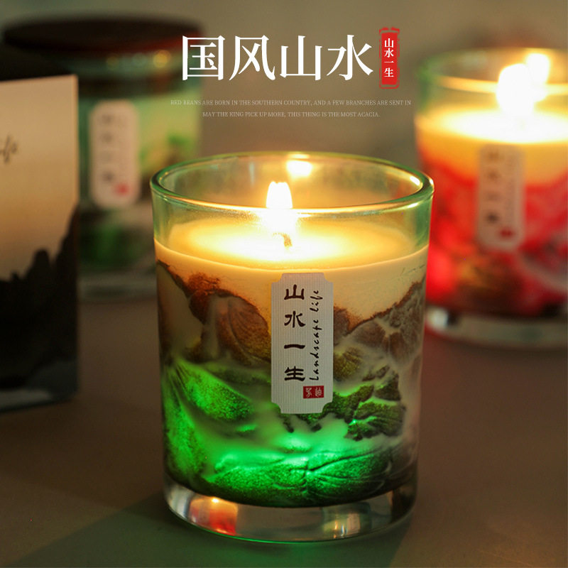 教师节礼物国风山水香薰蜡烛创意伴手礼闺蜜生日家用香氛蜡烛